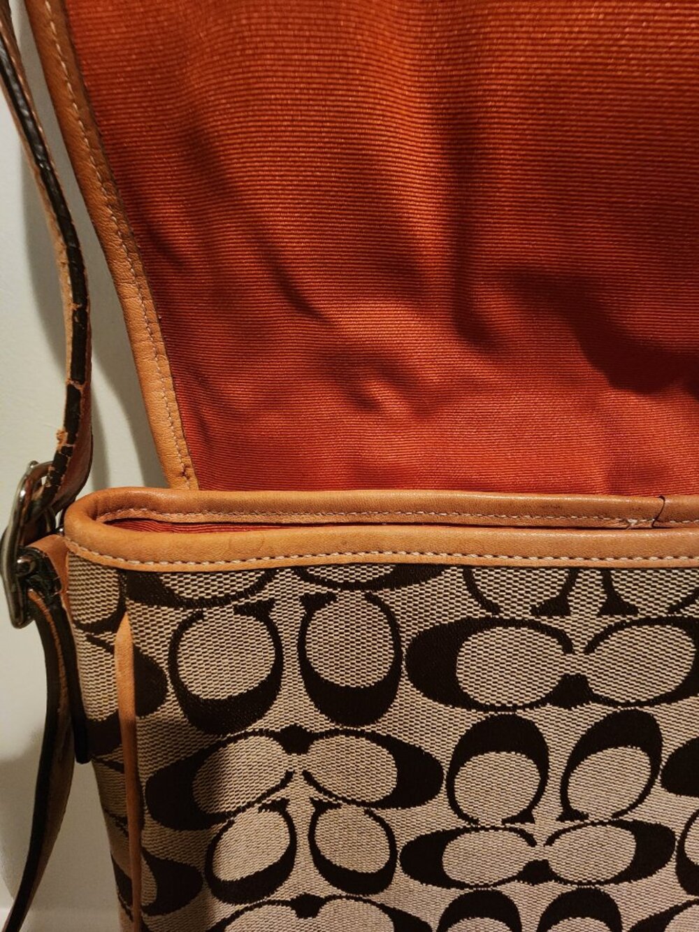 Coach Messenger Bag – Tan Leather Trim - Picture 12 of 16